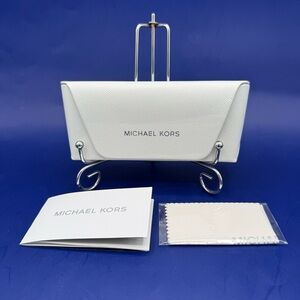 Michael Kors Eyeglass Case White with Snap Closure and Cleaning Cloth